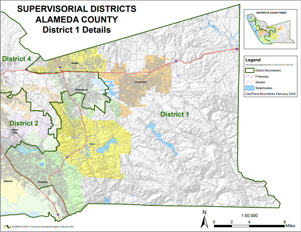 Map of Alameda County District 1